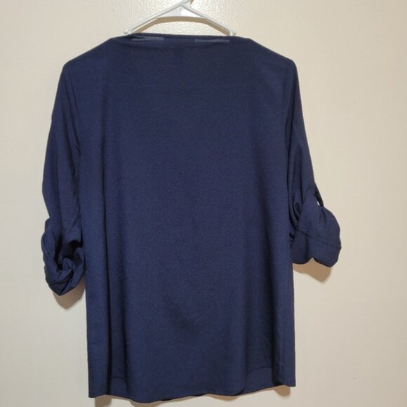 Calvin Klein Women's Deep Blue Blouse with Zip Detail - Picture 2 of 5
